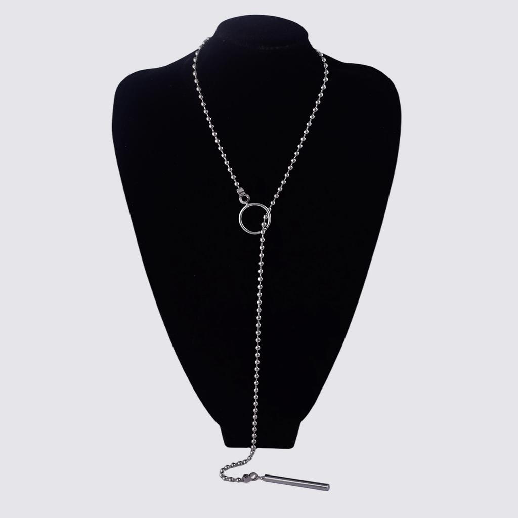 Slip Ball Chain Choker Lariat Y Necklace Gothic Bar Pendant Necklace Goth Aesthetic Halloween Jewelry