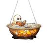 Halloween Reading Ghost Suncatcher Decoration Hanging Chair Cartoon Ghost Stained Glass 2D Flat Acrylic Wall Window Hanging Sign Ornament