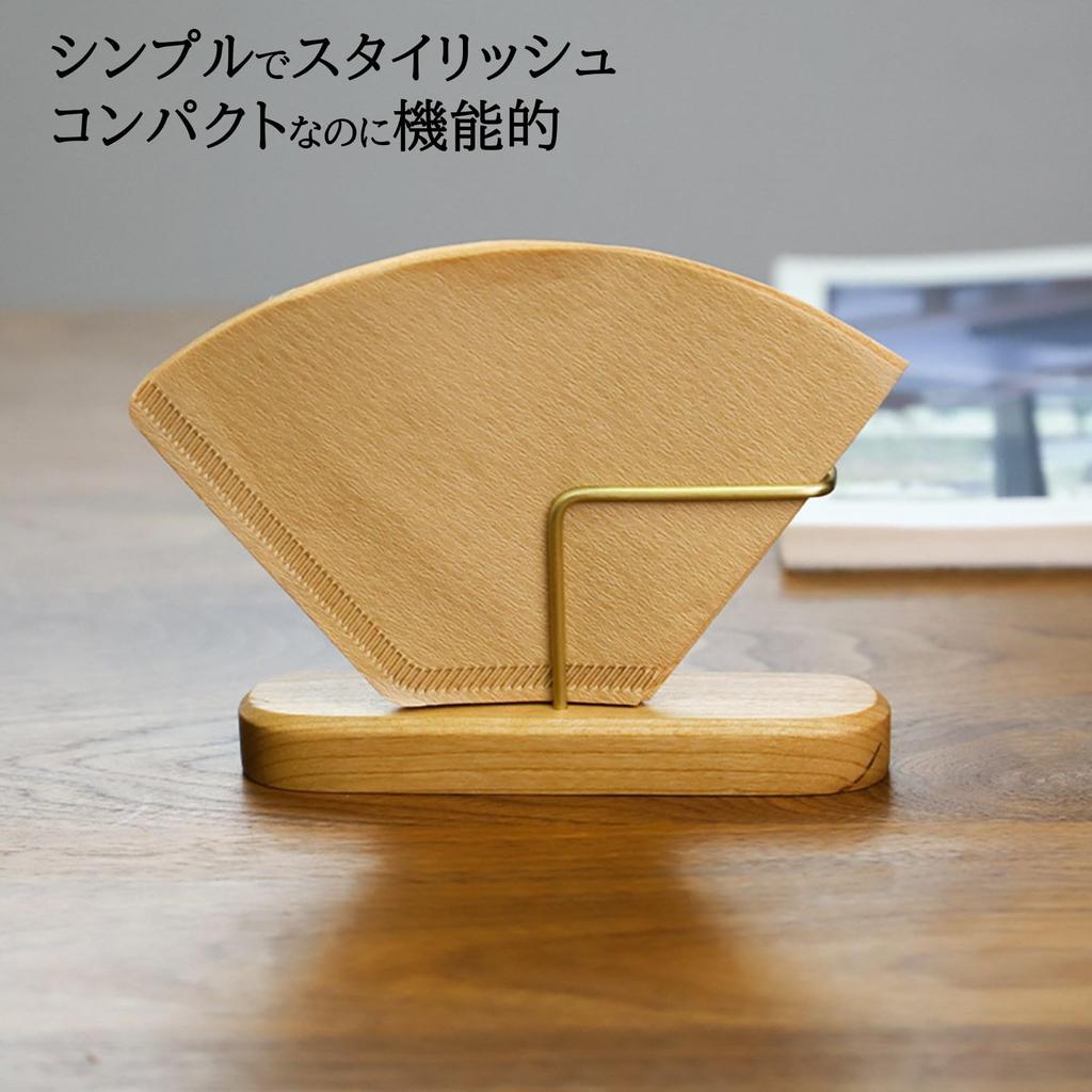 NOELAMOUR Coffee Filter Holder Wooden Coffee Paper Stand Disposable Coffee Filters (Cherry Wood)