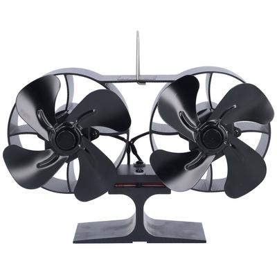 Dual Head Stove Fan 8 Blade Eco Friendly Automatic Heat Powered Fans for Log Burner Wood