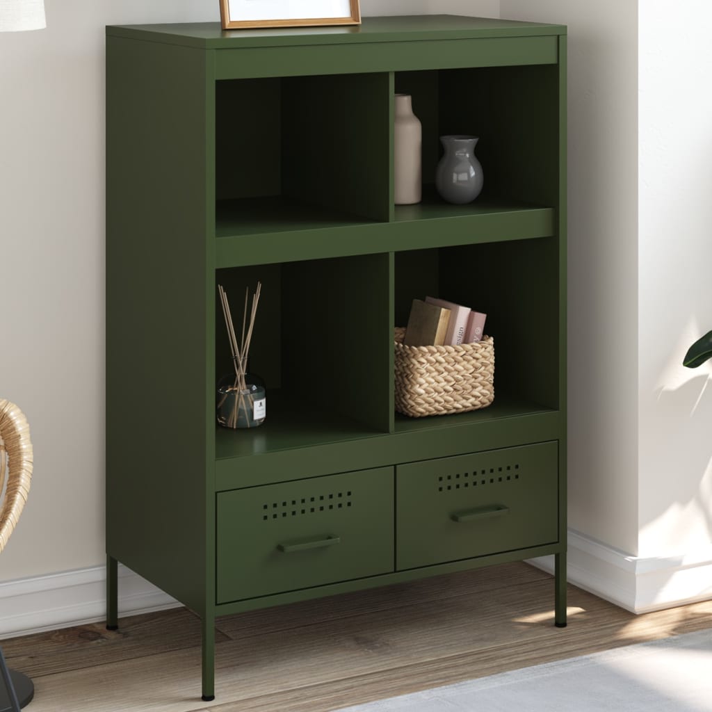 Highboard Olive Green 68 X 39 X 101.5 Cm Steel