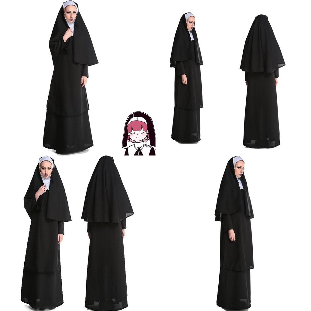 Adult Halloween Costume Cosplay Nun Outfit For Stage Performances L Xl)