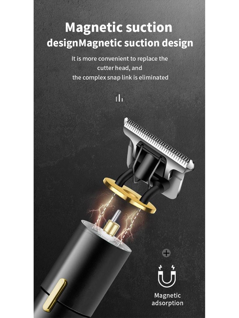 Rechargeable T9 Bald Electric Hair Clipper & Razor with Carving Mark Design