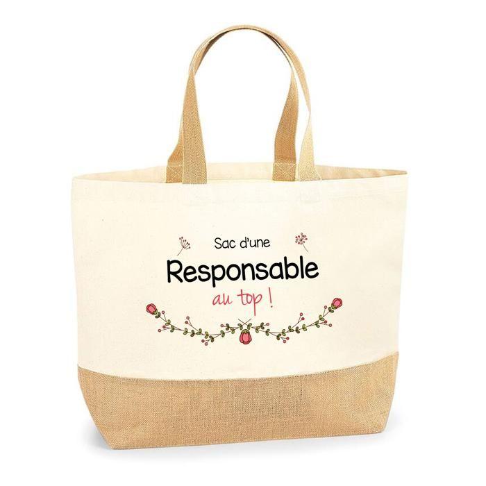 Cabas / Tote bag - PLANETEE - Responsable au top - Jute naturel - Multicolore - Fabriqué en France