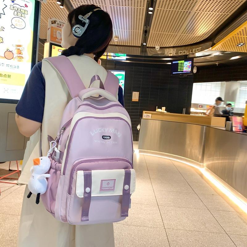 Schoolbag cute college style backpack male junior high school student schoolbag female large capacity laptop bag Korean version tide