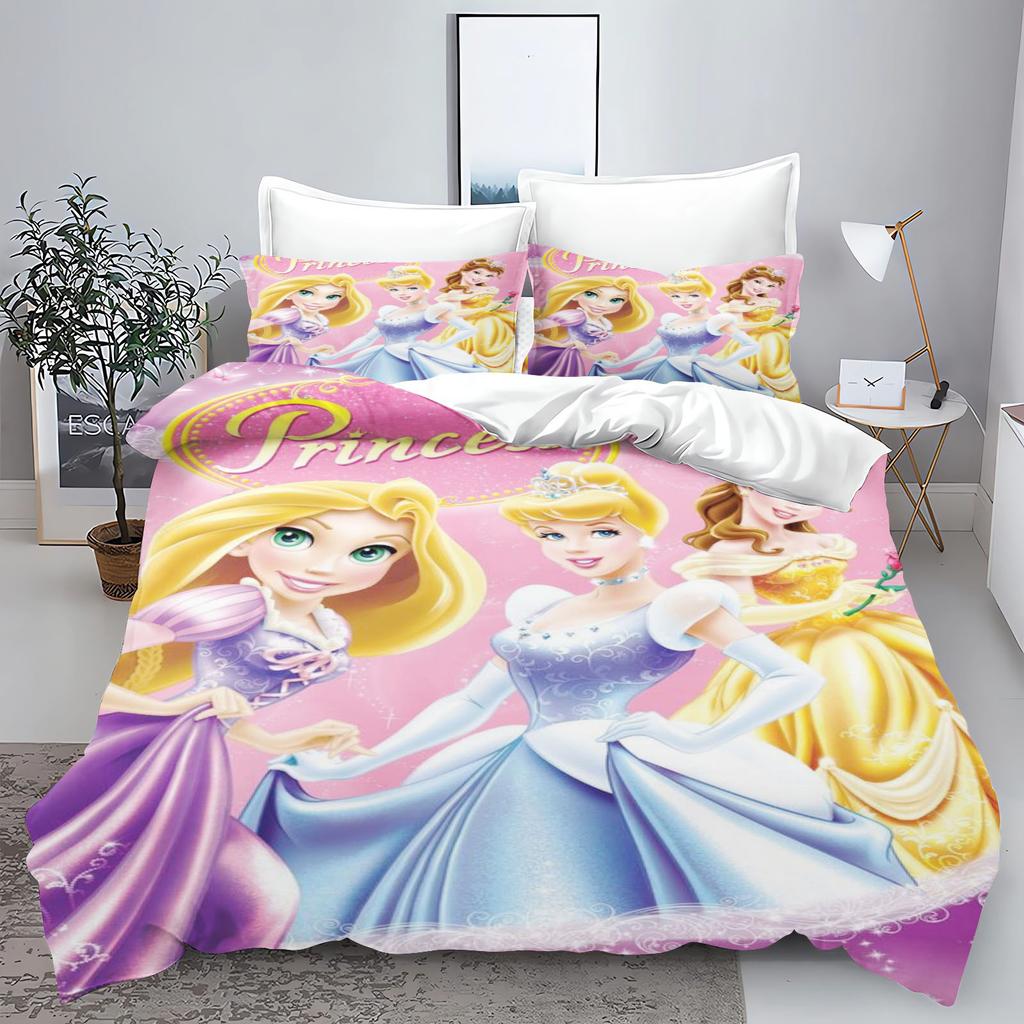 Serie Principesse Set Camera da Letto 3 Pezzi Set Copripiumino Biancheria da Letto 3D Biancheria da Letto per Bambini Set Piumoni Queen Twin Casa Anime
