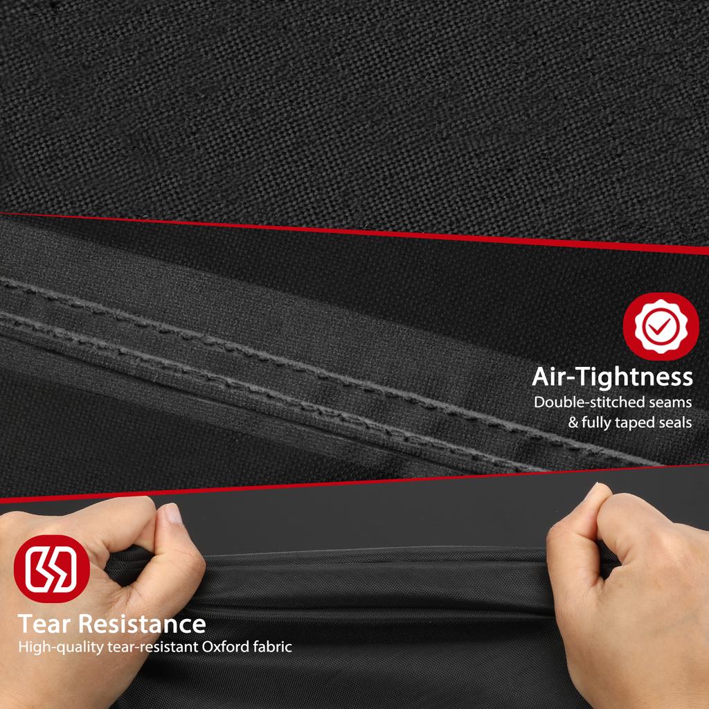 [Tc-420D Red Line Bbq Cover] Topcrown Outdoor Barbecue Grill Cover, Uv-Resistant 420D Oxford Cloth Material, Windproof Design with Adjustable Straps