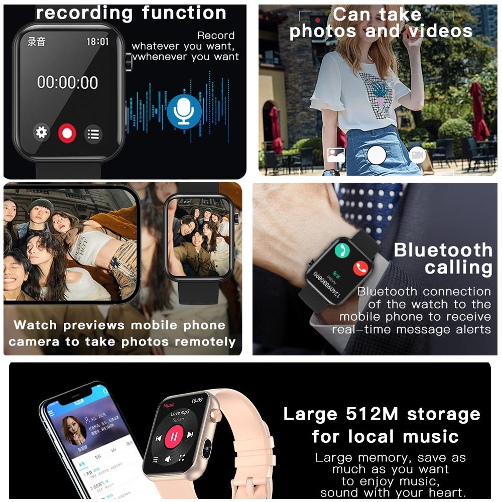 New 512M Memory Smart Watch With Camera Video Recording Health Monitoring Sports Fitness Bluetooth Call Waterproof Smartwatch