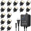 SMY Lighting HZT-1005J In-Ground LED Garden Lights, Warm White, Dimmable, Automatic OnOff, Timer, 16-Piece Set, 32mm Diameter, DC12V, Outdoor