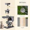 Cat Scratching Post with Bed, Hammock, and Sisal Poles, Grey