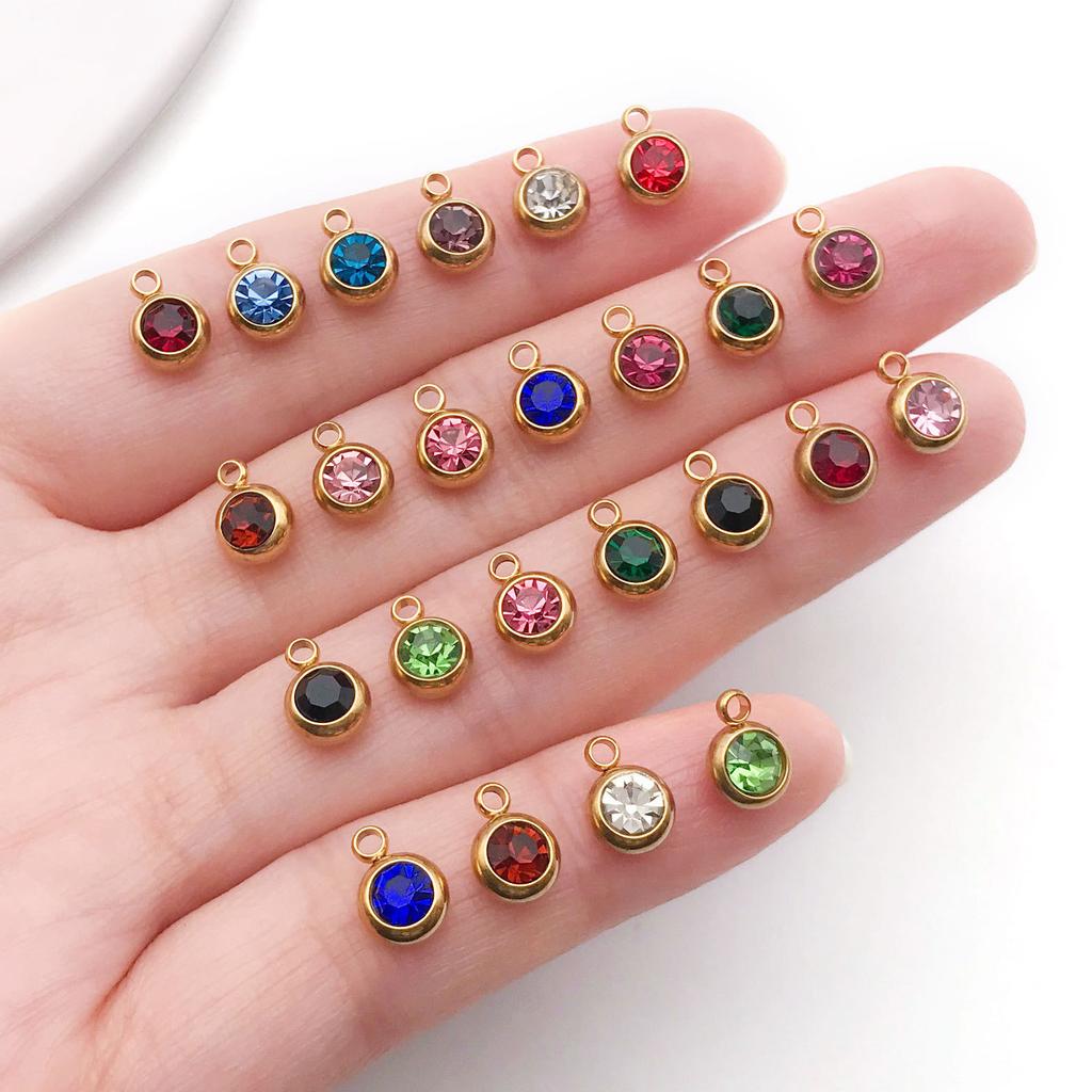 DIY alloy jewelry accessories inlaid with colored diamonds, twelve-star birthstone, birthstone, zodiac stone necklace, bracelet, small pendant.