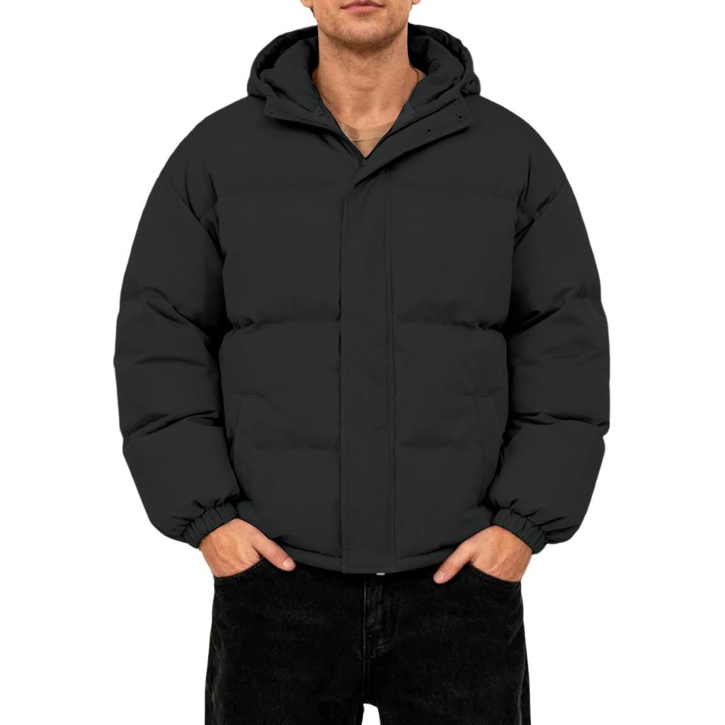 Men's Oversized Casual Down Jacket With Long Sleeves And Hood
