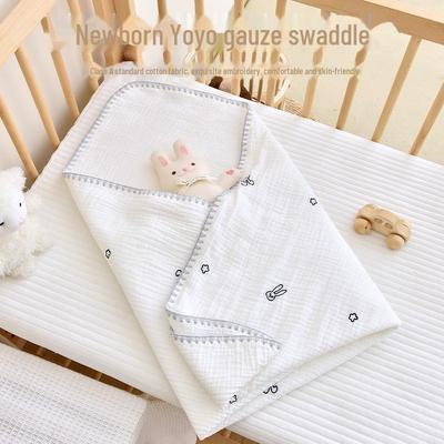 Newborn Pure Cotton Embroidered Gauze Swaddle Wrap