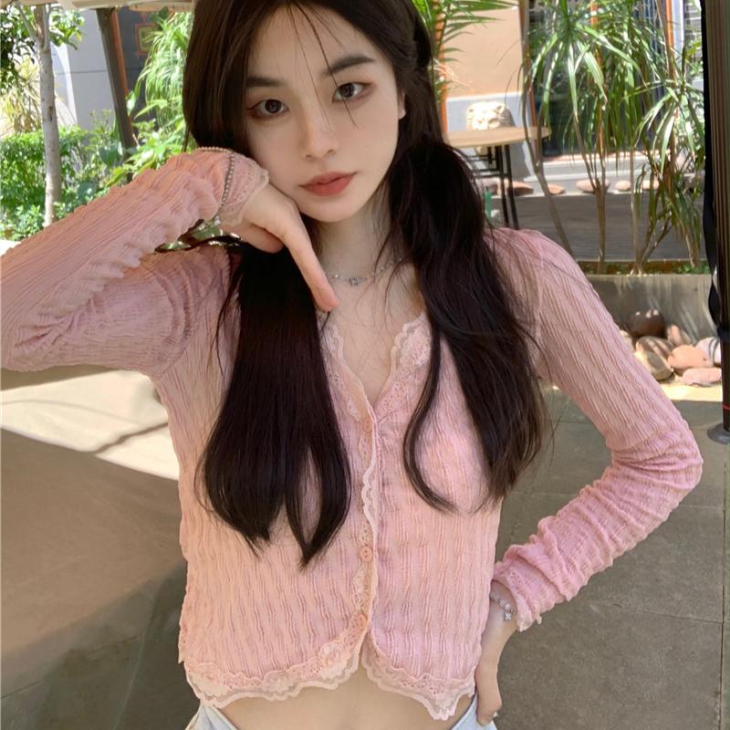 Spring and Summer Women's New Lace Elegant Slim Shirt Top