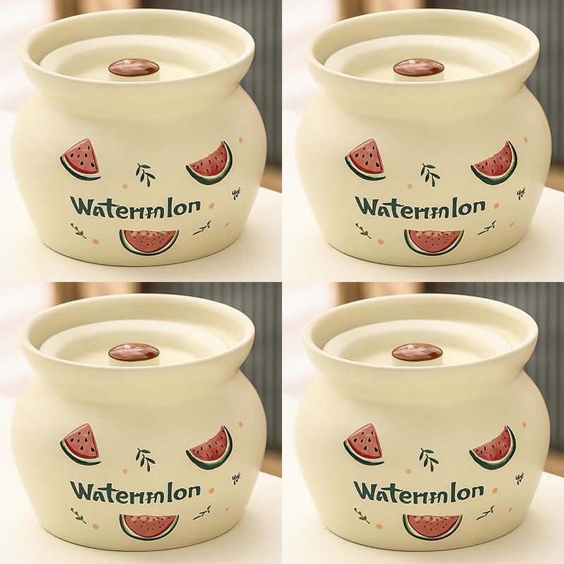 Ceramic Earthen Pot with Lid for Stews & Double Boiled Dishes - Single-Serve Steamed Egg Cup Included