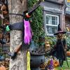 Stor Kræsjende Heks Inn i Tre Halloween Dekorasjon Ute Flygende Heks Treffer Tre Rekvisitt for Utendørs Gård Hage Plen Veranda Dekor