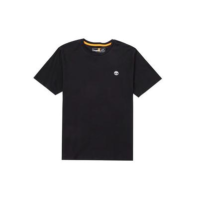 Solid Color Micro Logo Sports Casual Round Neck Short Sleeve Drop Shoulder T-Shirt Men Tops Black A6DKU-001