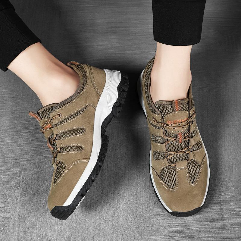 Fashion Men Outdoor Hiking Thick Soled Non Slip Sports Comfortable Hiking Mesh Breathable Casual Shoes Large Size Zapatillas De Deporte