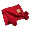 Red Hairball Knitted Scarf Women's Autumn and Winter Atmosphere Cute Thickened Warm Christmas Scarf