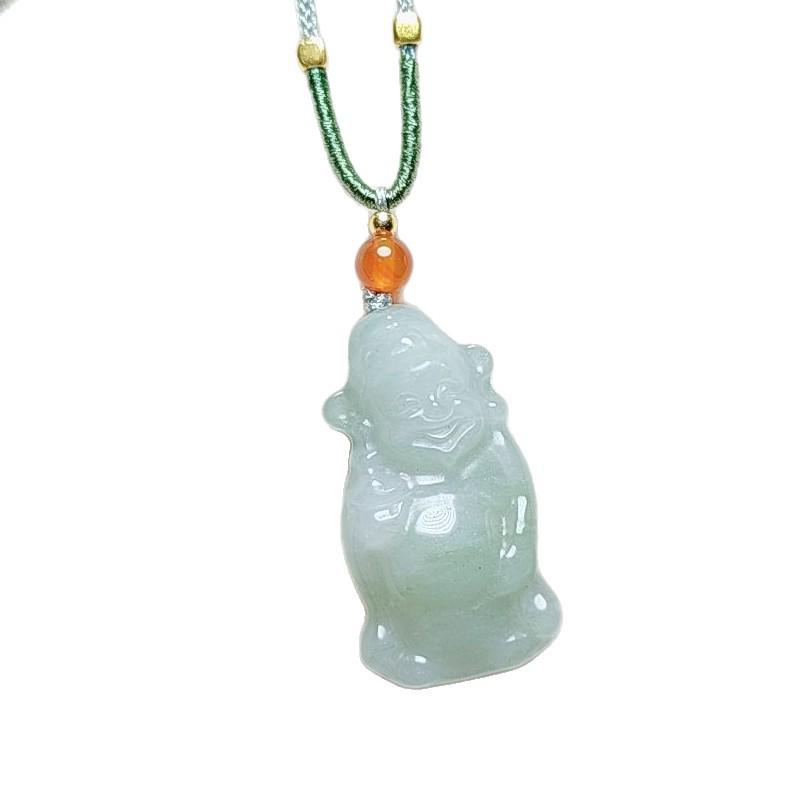 Xinjiang Golden Silk Jade God of Wealth Pendant with Tianshan Jade Accents