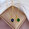 Stainless Steel Chain Classic Oval Crystal Zircon Pendant Necklace for Women Vintage Luxury Jewelry Gifts