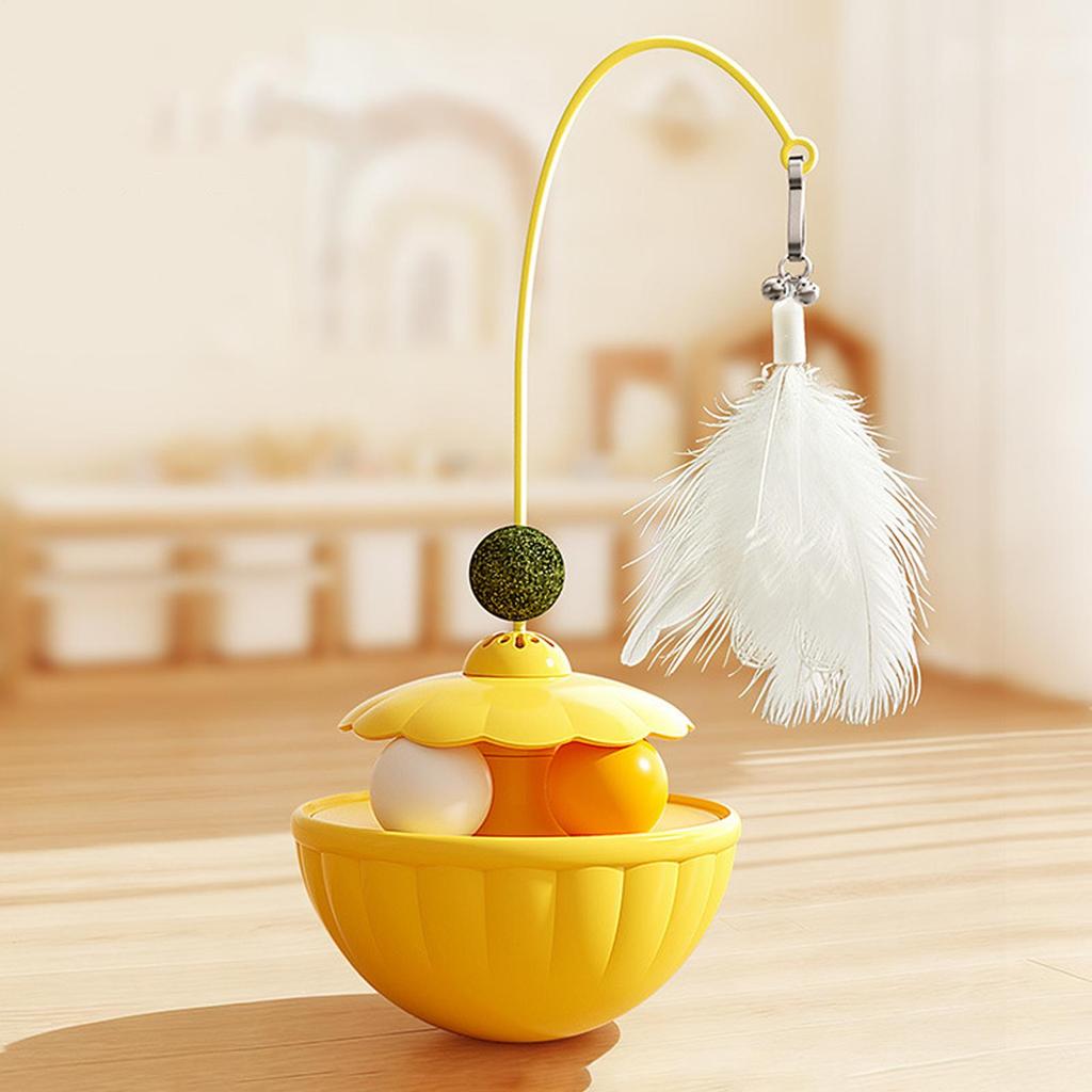 Interactive Kitten Toys Kitten Wobble Feathers Catnip Ball Cat Teasing Ball Toy For Daily Stress Relief Entertainment Indoor
