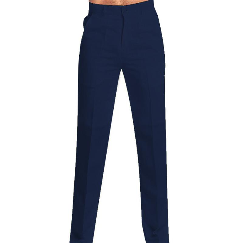 

Men s New Spring and Summer Solid Colour Linen Slash Pockets Loose Casual Trousers S темно-синього кольору