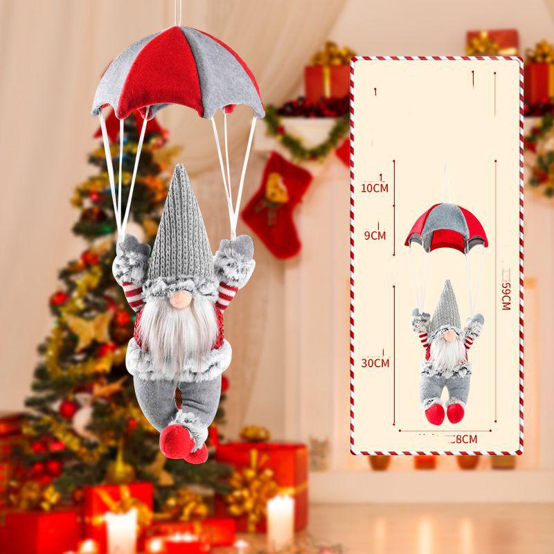 

Кукла-парашютист Дед Мороз Подвеска Подвеска Рождественское украшение Подвеска-маленькая кукла Оформление сцены серый