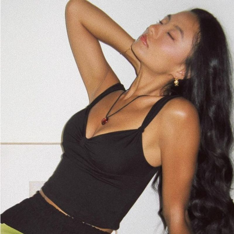 

Sexy Sexy Spaghetti Straps Exercise Vest Women s Outer Wear Quick-Drying Open Back Elegant Top High Elastic Fitness Yoga Wear New Product AS23-36 Black L