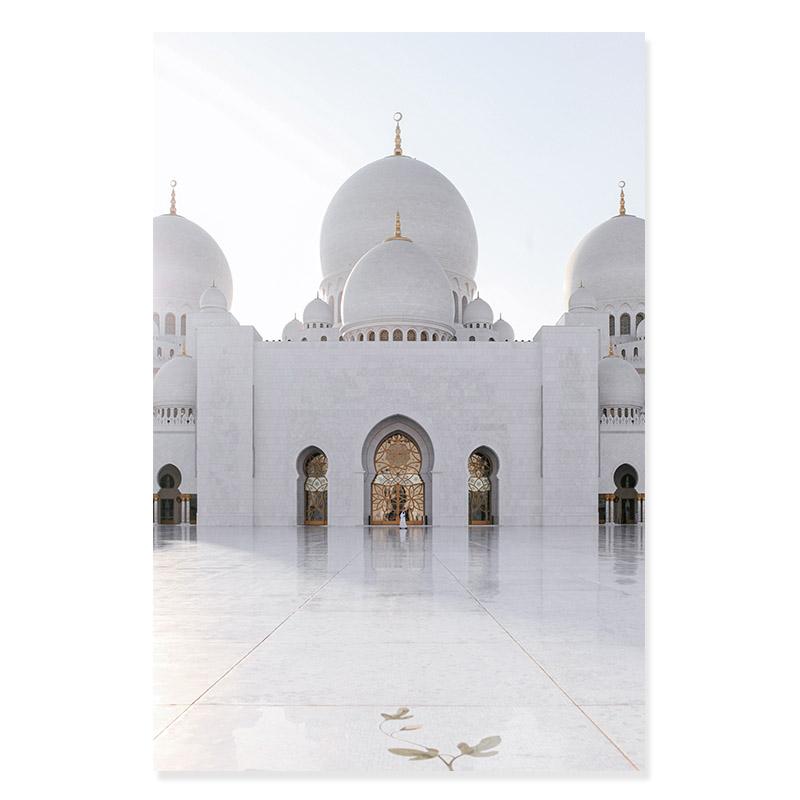 Beautiful Mosque White and Gold Arch Moroccan Islamic Posters Prints Canvas Painting Wall Art Picture for Living Room Home Decor