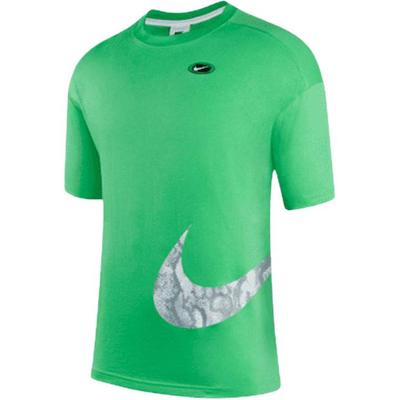 Τυπωμένο κοντομάνικο T-shirt με στρογγυλή λαιμόκοψη και μεγάλο Swoosh, American Vintage, Κανονικοί ώμοι Γυναικεία Τοπ Πράσινο DV3320-362