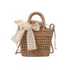 Women Straw Woven Handbag Daisy Flower Lace Bow Summer Beach Bag Small Tote Crossbody Boho Style Shoulder Bag