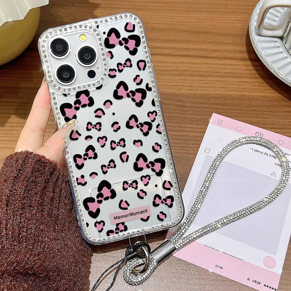 Bracelet Chain Phone Case For iPhone 17 16 15 13 14 for 17Air 17 12 14 16 Pro 17 14 16 Pro Max Sparking Diamond Cute Pattern Hard Cover With Lanyard