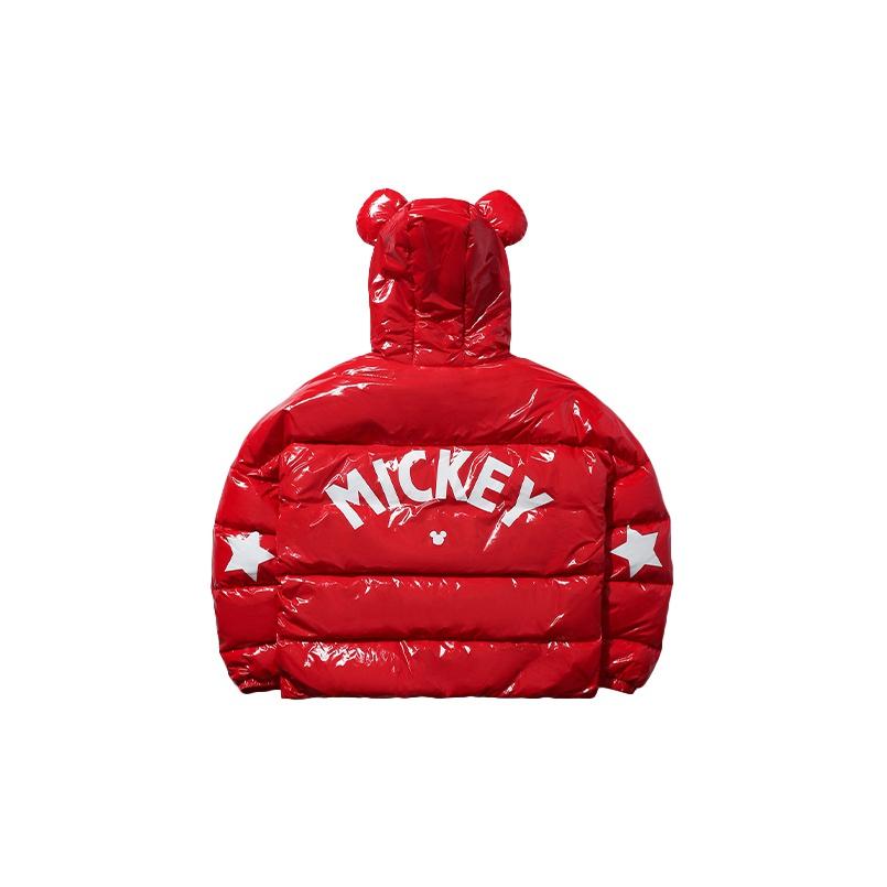 Li Ning X Disney Kollaboration Kurze Kapuzen-Daunenjacke Winter Damenjacke Zinnoberrot AYMP144-2