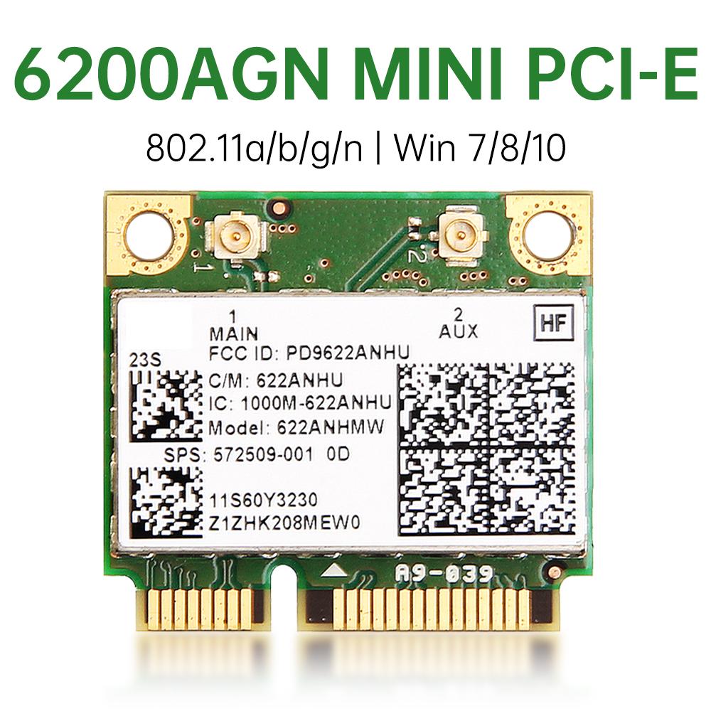 6200 AGN PCI-E Half-Height Wireless Network Card - Dual-Band WiFi Adapter for PC/Desktop, High-Speed Wireless LAN