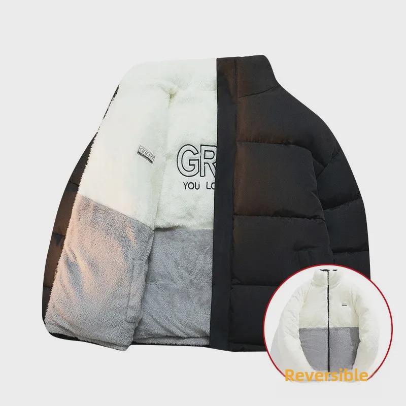 Unisex Lambskin Cotton Jacket: Stylish, Double-Sided, Plush, and Thick for Winter