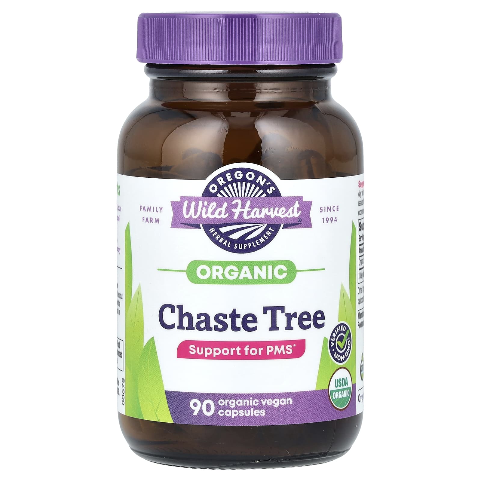 

Oregon S Wild Harvest, Organic Chaste Tree, Veggie Capsules, 90 (440Mg/Capsule)