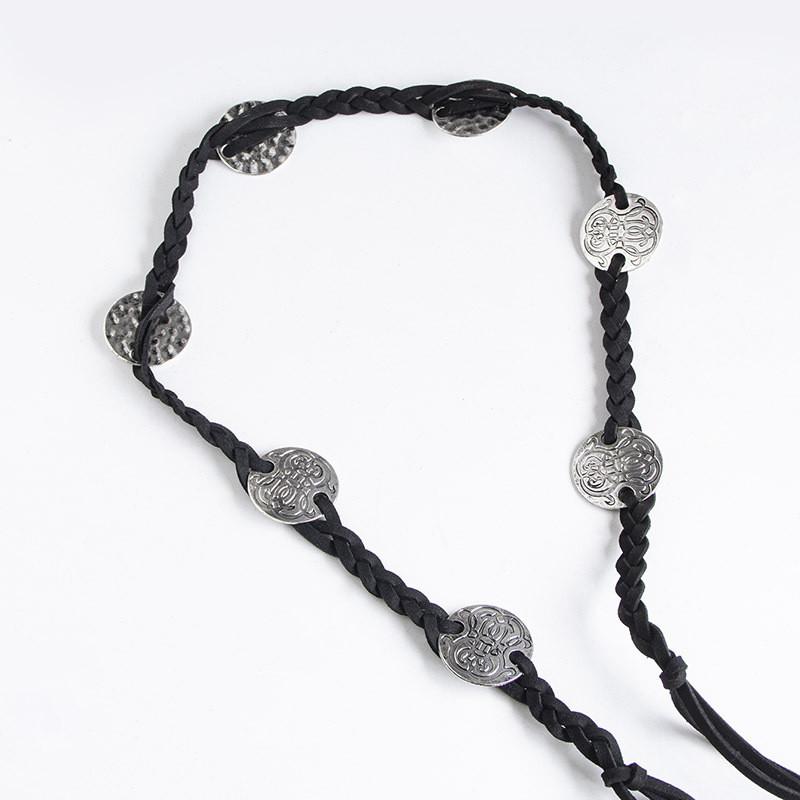 Bohemian Style Metal Decor Knot Design Women Casual Woven Belt Daily For