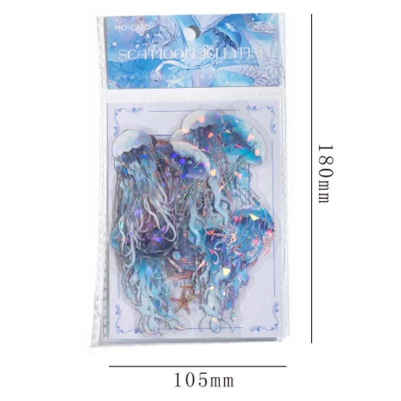 20pcs/pack Vintage Colorful Sparkling Jellyfish Sticker Bag Creative Stereoscopic Handbook Material Stationery