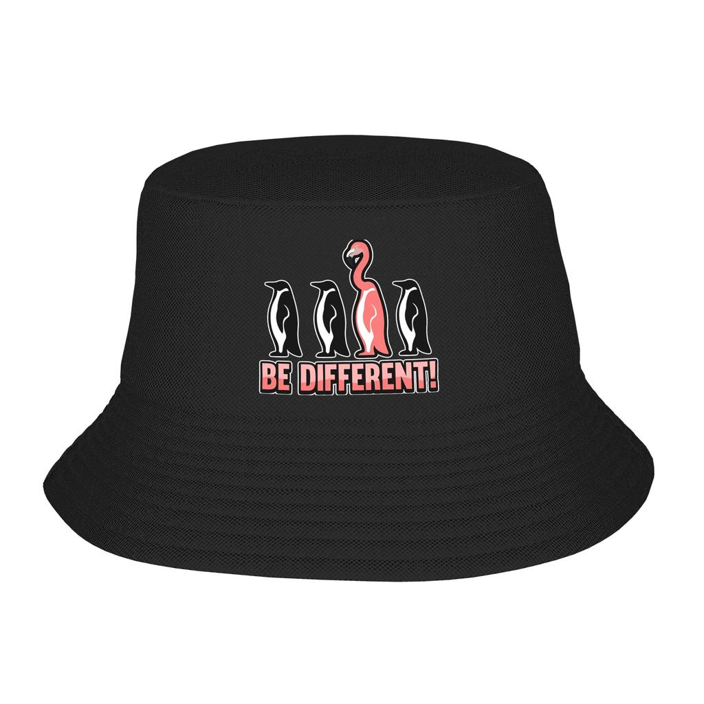 Girls Kawaii Its Ok To Be Different Flamingo Penguin Bucket Hat Merch  Bob Hat For Travel Headwear Lightweight
