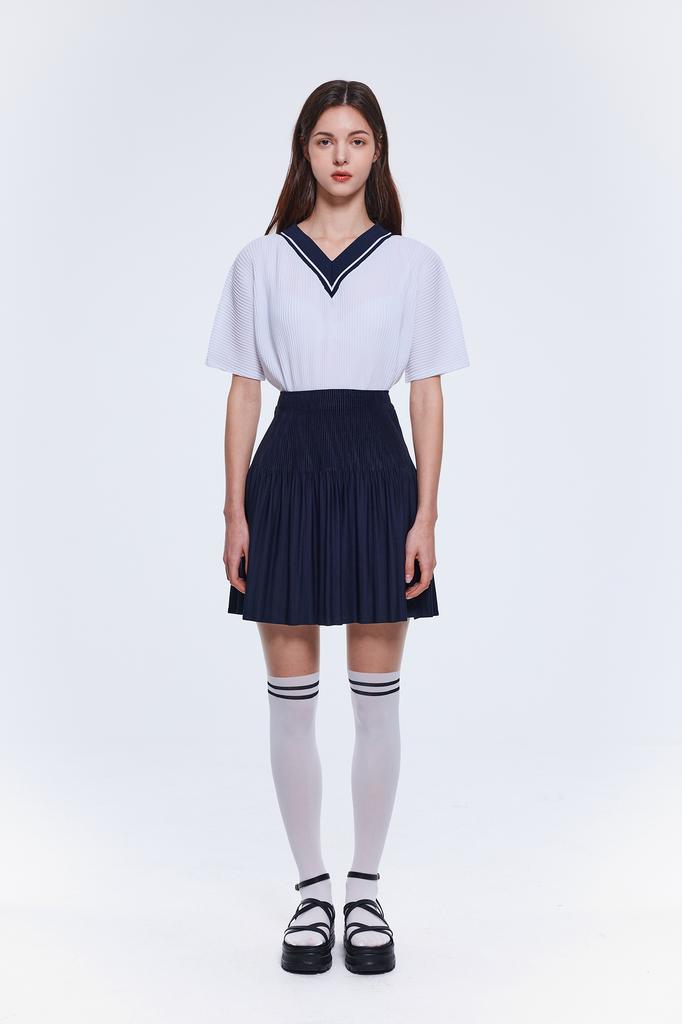 Waiowai Double-Pleated Flare Skirt_2Colors