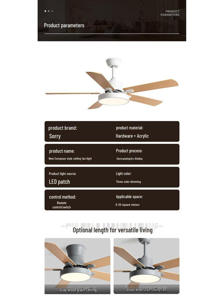 Nordic Style Ceiling Fan Light: Silent, Integrated Pendant for Living & Dining Room Ambiance