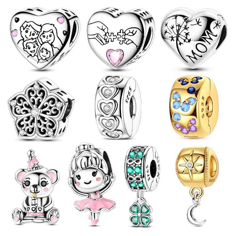 Charms Copper Original Heart Butterfly Four-Leaf Clover Charm Beads Pendant Fit Bracelet Diy Woman Jewelry Making