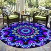 Blacklight Bohemian Round Area Rug, Non Slip Floor Mat for Dining Room Living Room and Bedroom, Spring Home Decor Gift