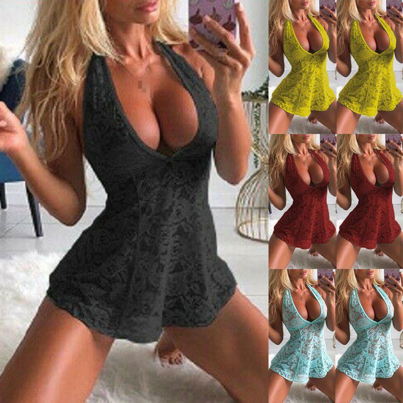 Sexy Lingerie Womens Floral Lace Sleepwear Underwear Dress Babydoll Seethru