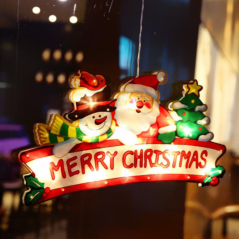 45cm Led Shape Lamp String Christmas Decoration Lamp Kitchen Window Glass Door Stick Sucker Lamp Festival Atmosphere Lamp