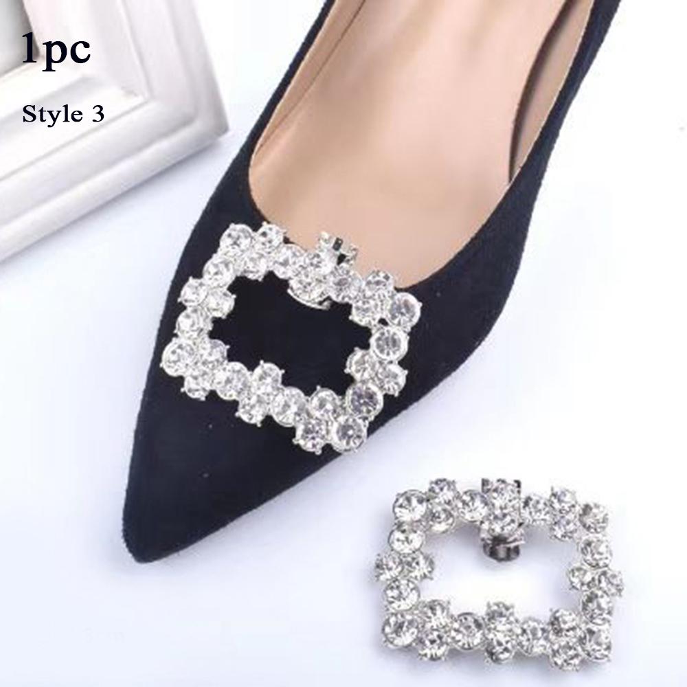 Women High Heel Shiny Decoration Clips Pearl Rhinestone Shoe Clip Wedding Bride Bows Pearl Shoes Crystal Decoration Shoe Buckle