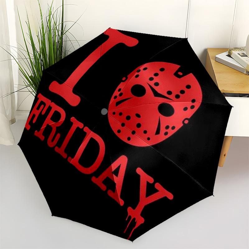 

1pc I Love Friday 13th Horror Movie Umbrella with Plastic Handle,Suitable for All Seasons Home Travel Outdoor UmbrellaM1336
