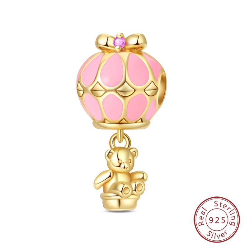 100% Copper Cute Little Bear Butterfly Flamingo Charms Beads Rose Princess Pendants Fit Diy Bracelets Jewelry Gifts