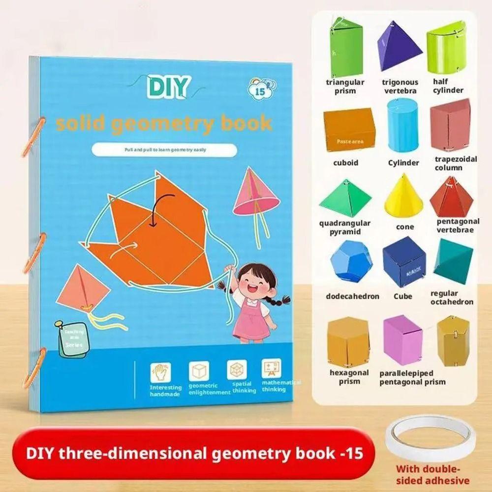 Educational Toys 3D Geometry Learning Book DIY Paste Material Kit  Toddlers